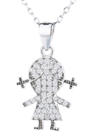 Sterling Silver Necklace Girl with Cz