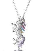 Sterling Silver Necklace Unicorn with Cz