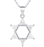 Sterling Silver Necklace Star with Cz
