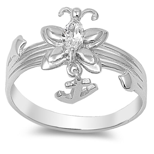 Sterling Silver Butterfly W/ Anchor Ring