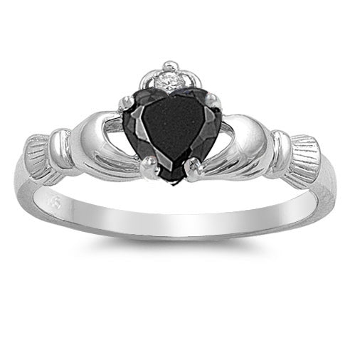 Sterling Silver Black Heart CZ Ring