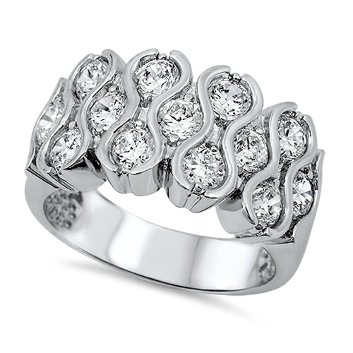 Sterling Silver Dots White CZ Ring