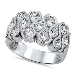 Sterling Silver Dots White CZ Ring