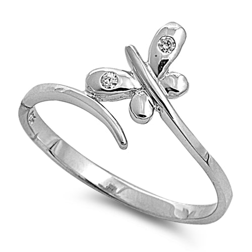 Sterling Silver Clear CZ Butterfly Ring