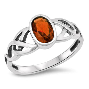 Sterling Silver Garnet Color CZ Ring