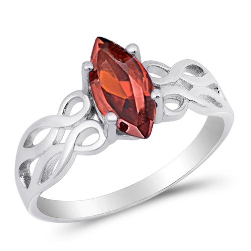 Sterling Silver Garnet CZ Ring