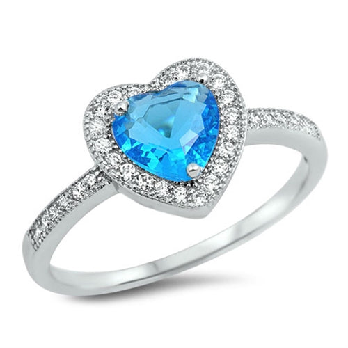 Sterling Silver Blue Topaz CZ Ring