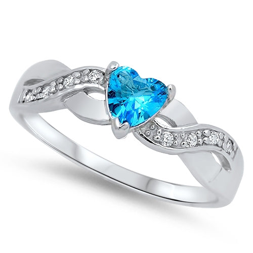 Sterling Silver Blue Topaz CZ Ring