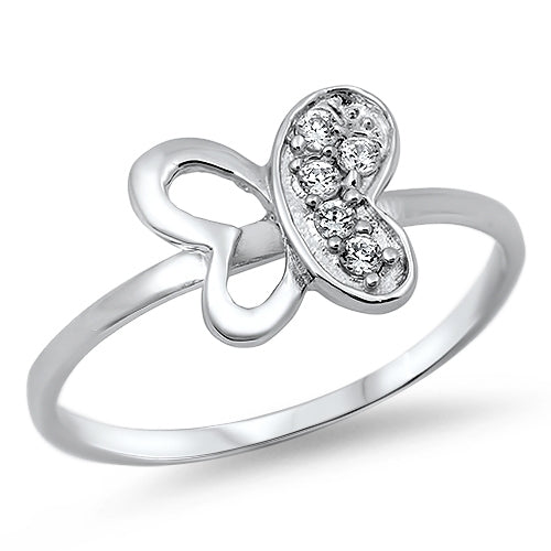 Sterling Silver Clear CZ Butterfly Ring