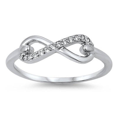 Sterling Silver Clear CZ Infinity Ring