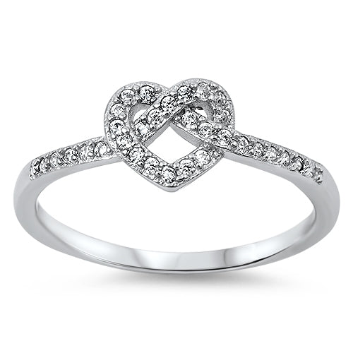 Sterling Silver White CZ Heart Ring