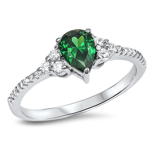 Sterling Silver Emerald CZ Ring