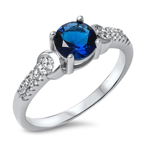 Sterling Silver Blue Sapphire CZ Ring