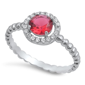 Sterling Silver Ruby CZ Ring