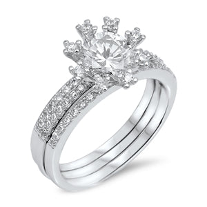 Sterling Silver Large White CZ Wedding Ring