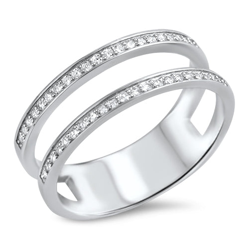 Sterling Silver Parallel CZ Ring