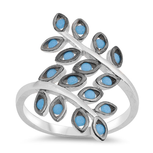 Sterling Silver Turquoise Leaf Ring