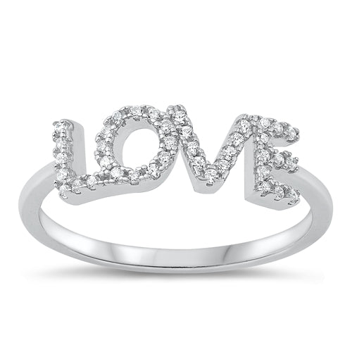 Sterling Silver LOVE Clear CZ Ring