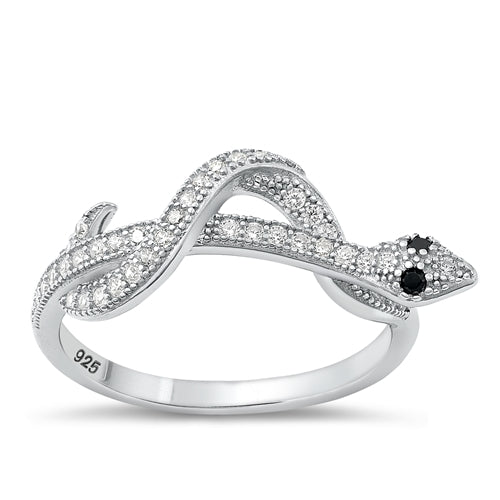 Sterling Silver White CZ Snake Ring