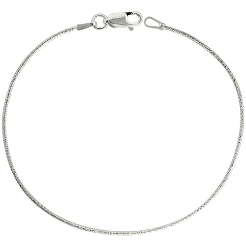 Sterling Silver Snake Thin diamond Cut Finish Chain / Bracelet