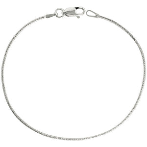 Sterling Silver Snake Thin diamond Cut Finish Chain / Bracelet