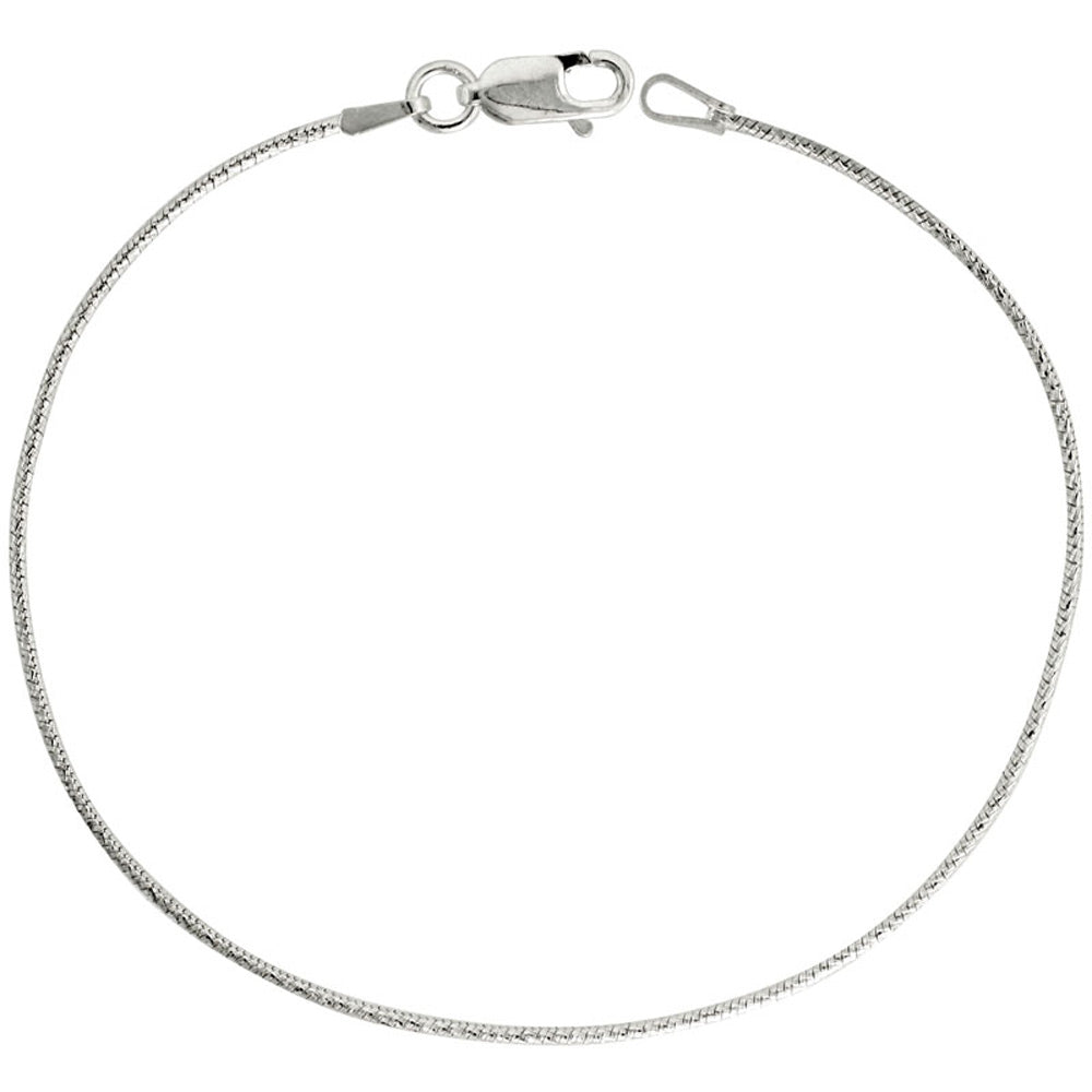 Sterling Silver Snake Thin diamond Cut Finish Chain / Bracelet