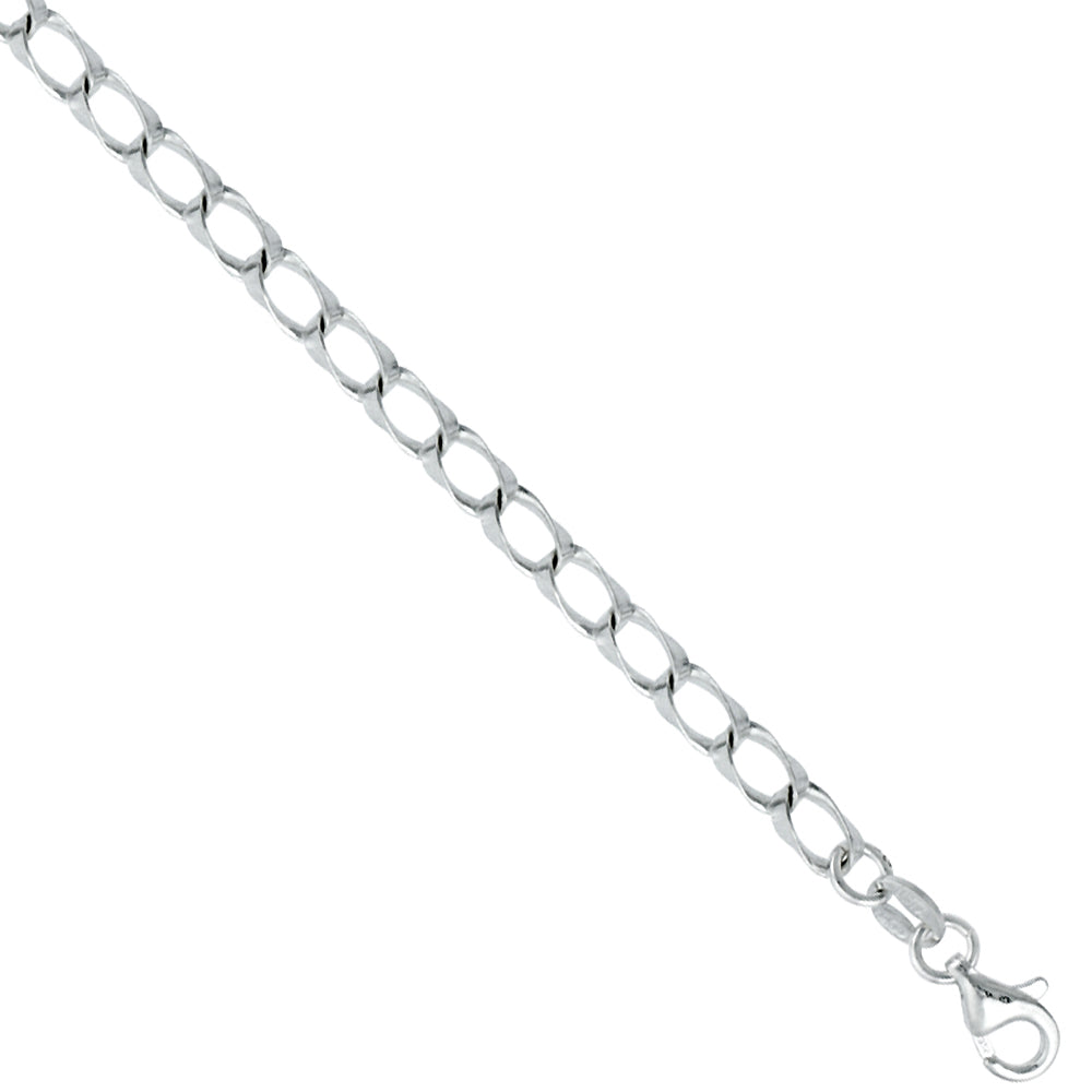 Sterling Silver Open Curb Link Chain Necklaces / Bracelets