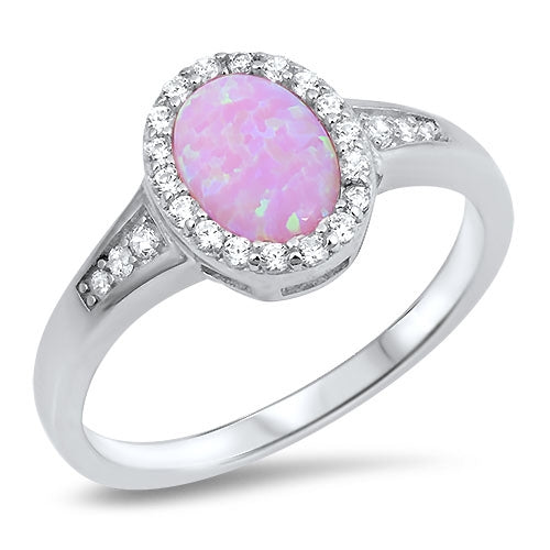 Sterling Silver Pink Opal CZ Ring