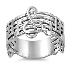 Sterling Silver Musical Notes Ring