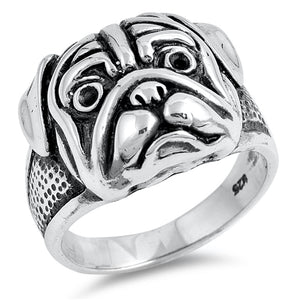 Sterling Silver Bull Dog Ring
