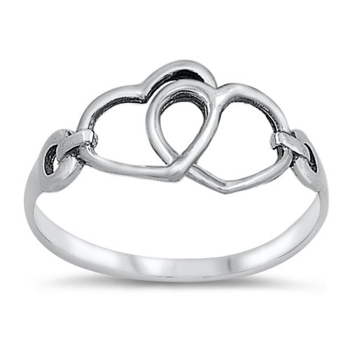 Sterling Silver Double Hearts Ring