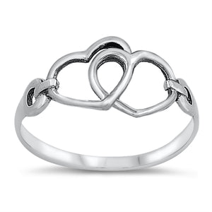 Sterling Silver Double Hearts Ring