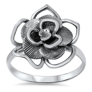 Sterling Silver Oxidized Rose Ring