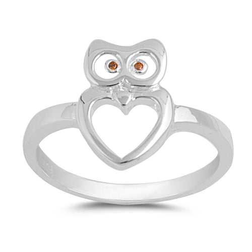 Sterling Silver Plain Owl Ring