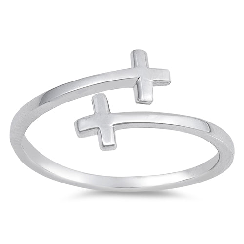 Sterling Silver Plain Sideway Cross Ring