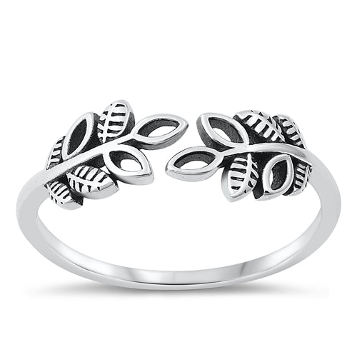Sterling Silver Oxidized Leafs Ring