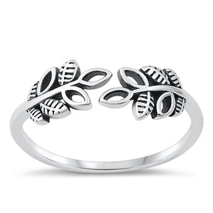 Sterling Silver Oxidized Leafs Ring