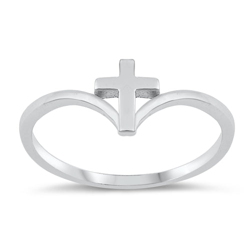 Sterling Silver Plain Cross Ring