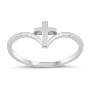 Sterling Silver Plain Cross Ring
