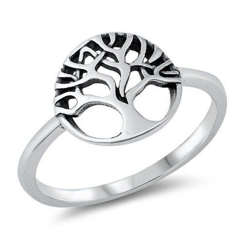Sterling Silver Oxidized Tree of Life Ring