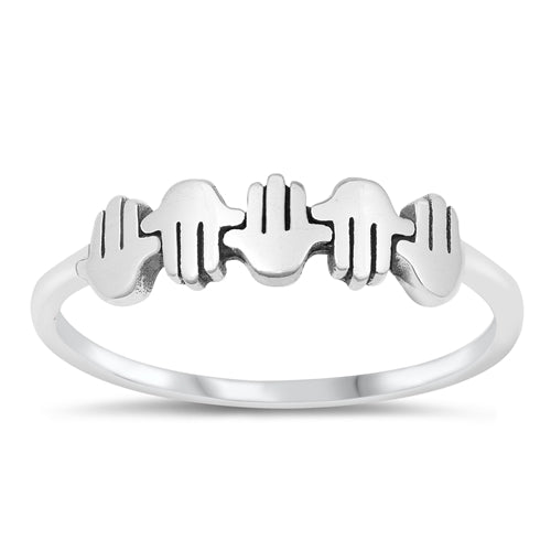 Sterling Silver Oxidized Hands Ring