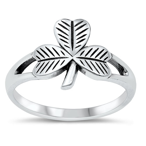 Sterling Silver Oxidized Clover Ring