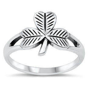 Sterling Silver Oxidized Clover Ring