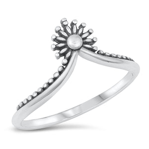 Sterling Silver Dotted V Ring