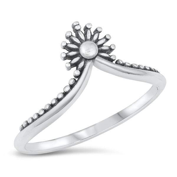Sterling Silver Dotted V Ring