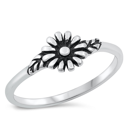 Sterling Silver Oxidized Sun Flower Ring