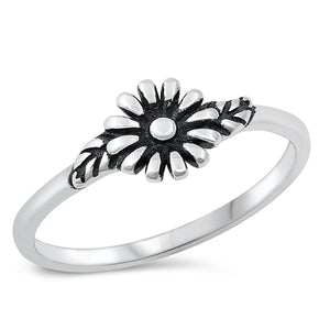 Sterling Silver Oxidized Sun Flower Ring