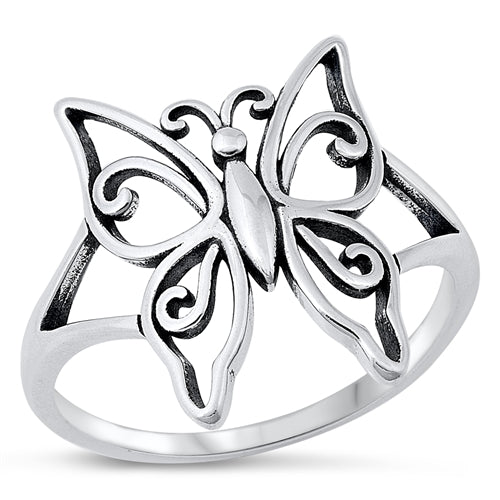 Sterling Silver Oxidized Butterfly Ring