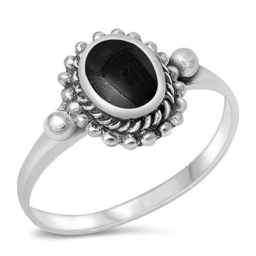 Sterling Silver Black Agate Ring