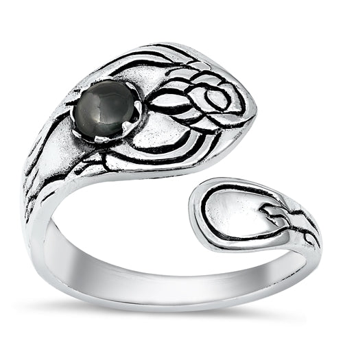 Sterling Silver Oxidized Black Agate Ring